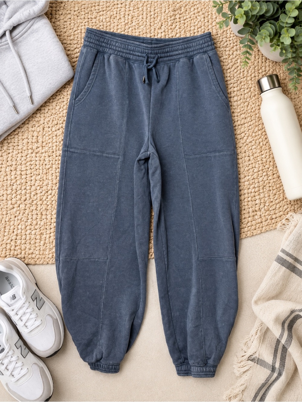 Pink Republic Women's Washed Blue Drawstring Jogger Pants